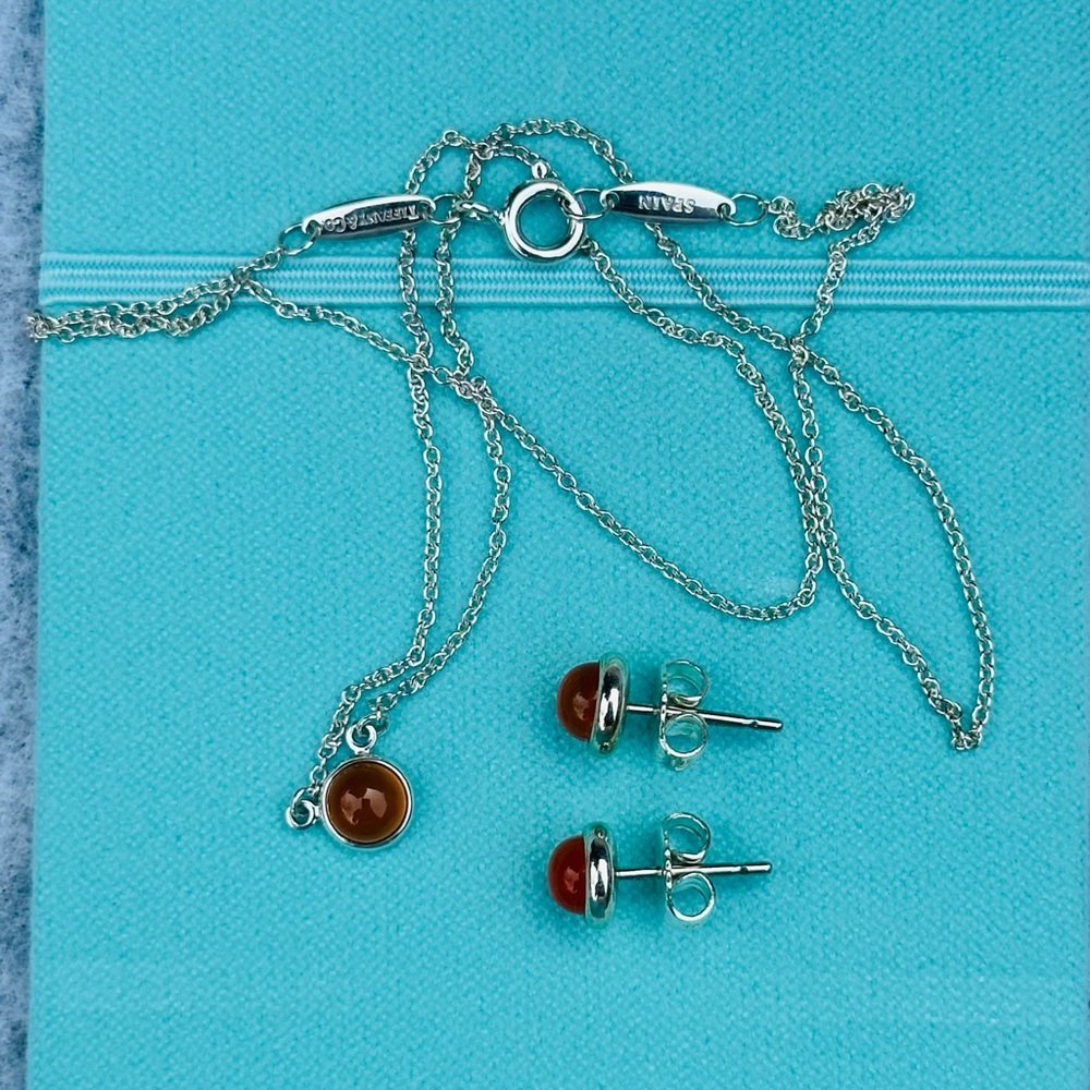 Tifffany &Co.Earrings by the yard chalcedony and silver 925 - Picture 10 of 13